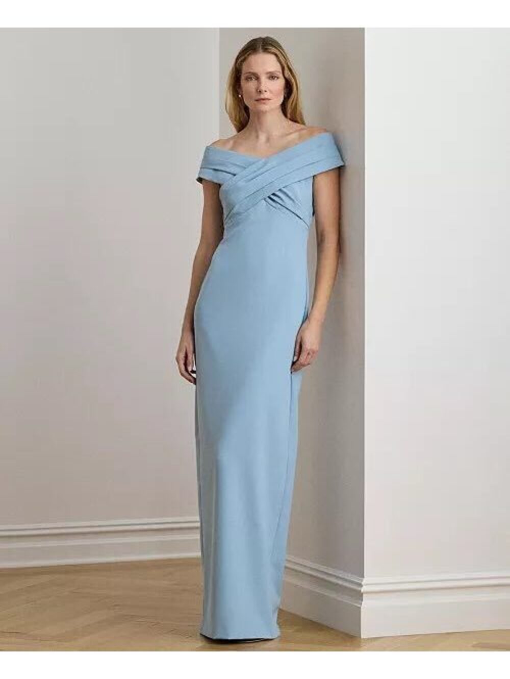 Lauren Ralph Lauren Crepe Off-the-Shoulder Gown